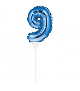 MINI BALLON BLEU CAKE TOPPER CHIFFRE 9