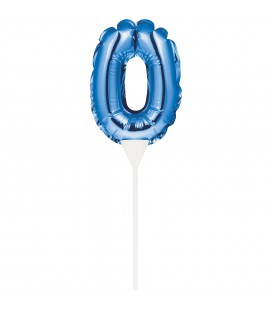 BLAUER CAKE TOPPER MINILUFTBALLON ZIFFER 0
