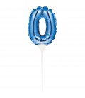 MINI BLUE BALLOON NUMBER 0 CAKE TOPPER