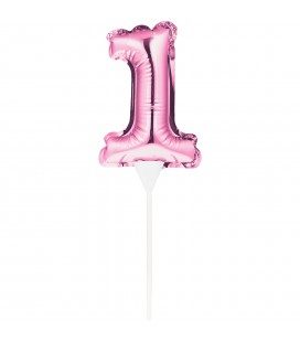 MINI BALLON ROSE CAKE TOPPER CHIFFRE 1