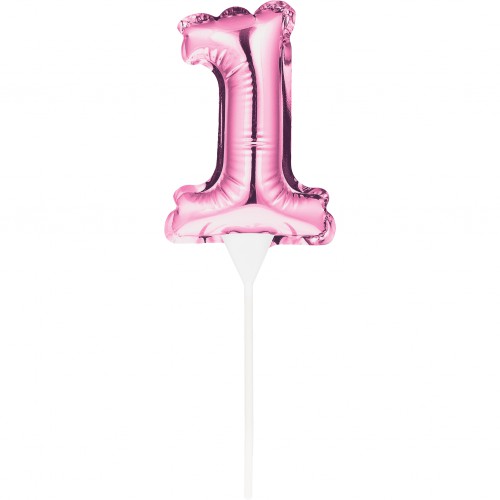 MINI PINK BALLOON NUMBER 1 CAKE TOPPER