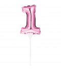 MINI BALLON ROSE CAKE TOPPER CHIFFRE 1