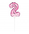 ROSA CAKE TOPPER MINILUFTBALLON ZIFFER 2