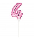 MINI BALLON ROSE CAKE TOPPER CHIFFRE 4