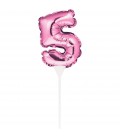 ROSA CAKE TOPPER MINILUFTBALLON ZIFFER 5