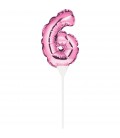 ROSA CAKE TOPPER MINILUFTBALLON ZIFFER 6