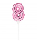 MINI BALLON ROSE CAKE TOPPER CHIFFRE 8