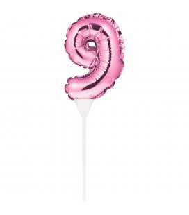 ROSA CAKE TOPPER MINILUFTBALLON ZIFFER 9