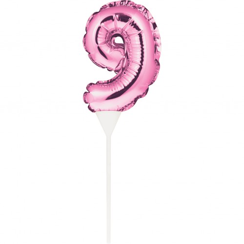 MINI BALLON ROSE CAKE TOPPER CHIFFRE 9