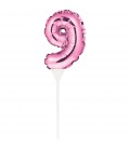 ROSA CAKE TOPPER MINILUFTBALLON ZIFFER 9