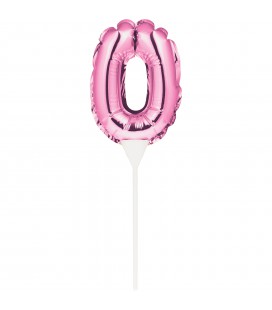 ROSA CAKE TOPPER MINILUFTBALLON ZIFFER 0