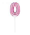 MINI PINK BALLOON NUMBER 0 CAKE TOPPER