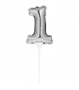 Mini Silver Balloon Number 1 Cake Topper