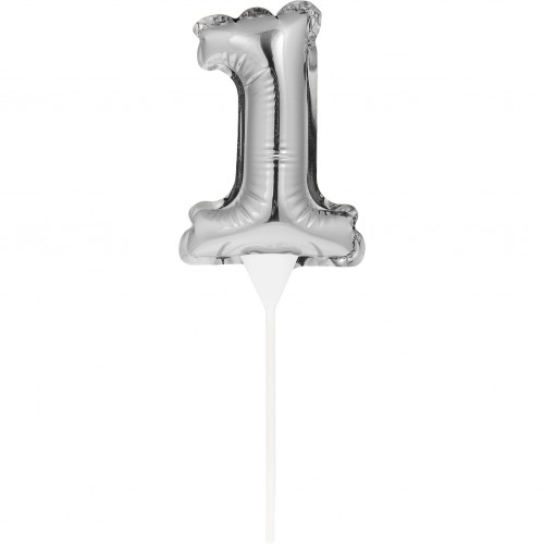 Mini Ballon Argenté Cake Topper Chiffre 1