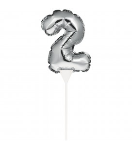 Mini Ballon Argenté Cake Topper Chiffre 2