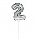 Mini Silver Balloon Number 2 Cake Topper