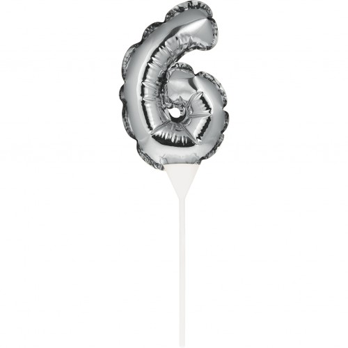 Mini Ballon Argenté Cake Topper Chiffre 6