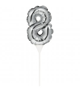 Mini Ballon Argenté Cake Topper Chiffre 8