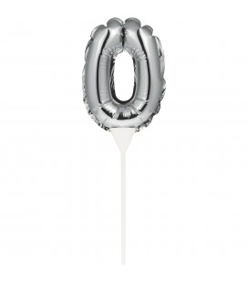 Mini Ballon Argenté Cake Topper Chiffre 0