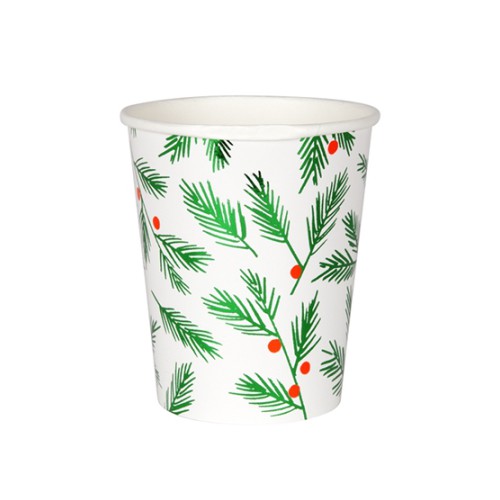 Cups Festive Leaves & Berries