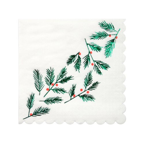 Large Napkins Festive Leaves & Berries