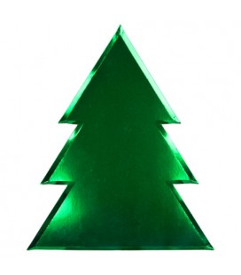 Large Metallic Xmas Tree Plates