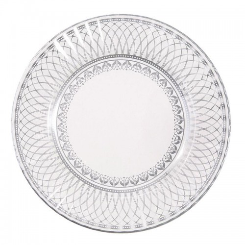 Large Silver Party Porcelain Plates