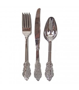 Party Porcelain Silver Plastic Cutlery
