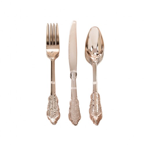 Party Porcelain Rose Gold Plastic Cutlery