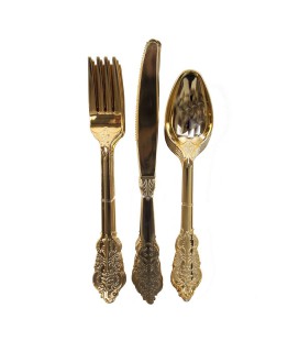 Party Porcelain Gold Cutlery