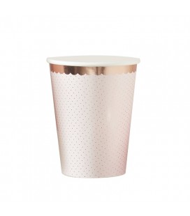 Rose gold foiled polka dot paper cups