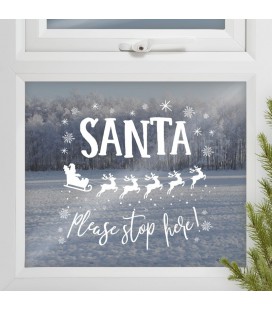 Santa Stop Here Window Sticker