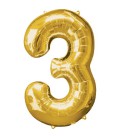 Ballon Mylar Doré Chiffre 3