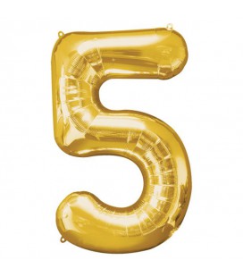 Golden Mylar Ballon Number 5