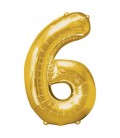 Ballon Mylar Doré Chiffre 6