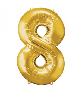 Golden Mylar Ballon Number 8