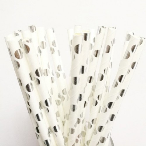 25 Red Polka Dots Paper Straws