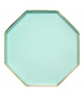 8 Grandes Assiettes Octogonales Menthe