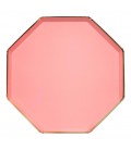 8 Grandes Assiettes Octogonales Corail