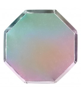 Grandes Assiettes Octogonales Holographiques