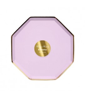 8 Assiettes Dessert Octogonales Lilas