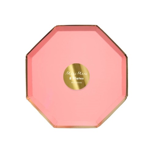 8 Coral Octogonal Dessert Plates