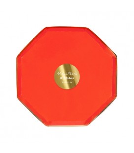 8 Red Octogonal Dessert Plates