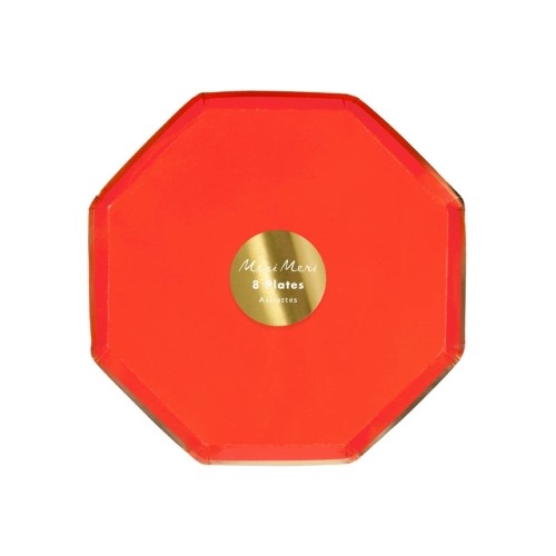 8 Red Octogonal Dessert Plates