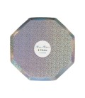 8 Silver Sparkle Octagonal Dessert Plates