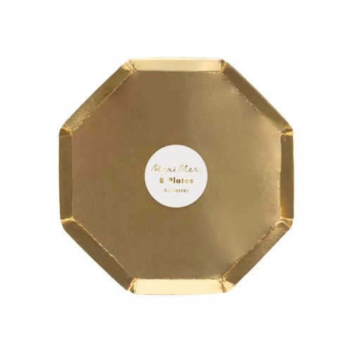 8 Kleine achteckige Teller Gold