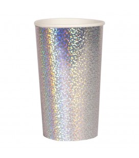 8 Grands Gobelets Argent Paillettes