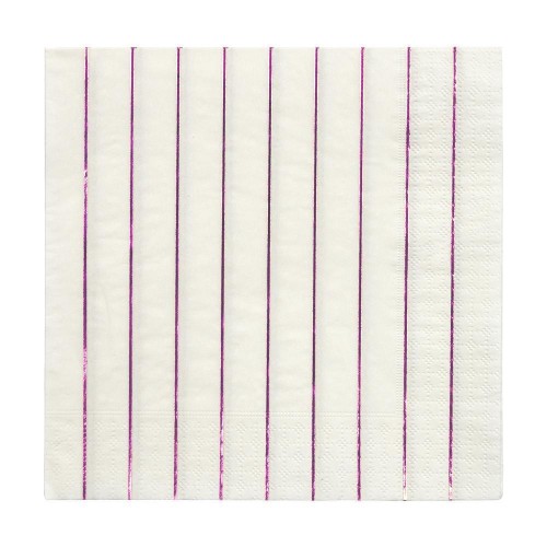 16 Metallic Pink Striped Napkins