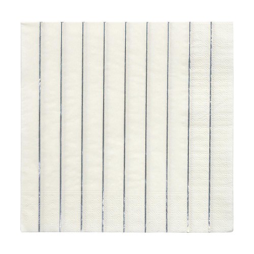 16 Metallic Silver Striped Napkins
