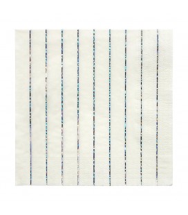 16 Metallic Silver Sparkle Striped Napkins